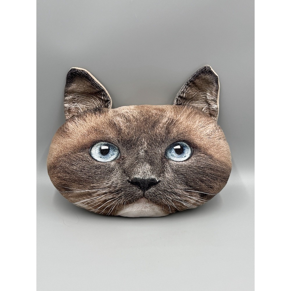 Kitty Cat Face Plush Decorative Throw Pillow Cushion Novelty Blue Eyes No Tag